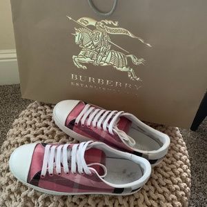 Burberry Women's Pink Plaid Sneakers